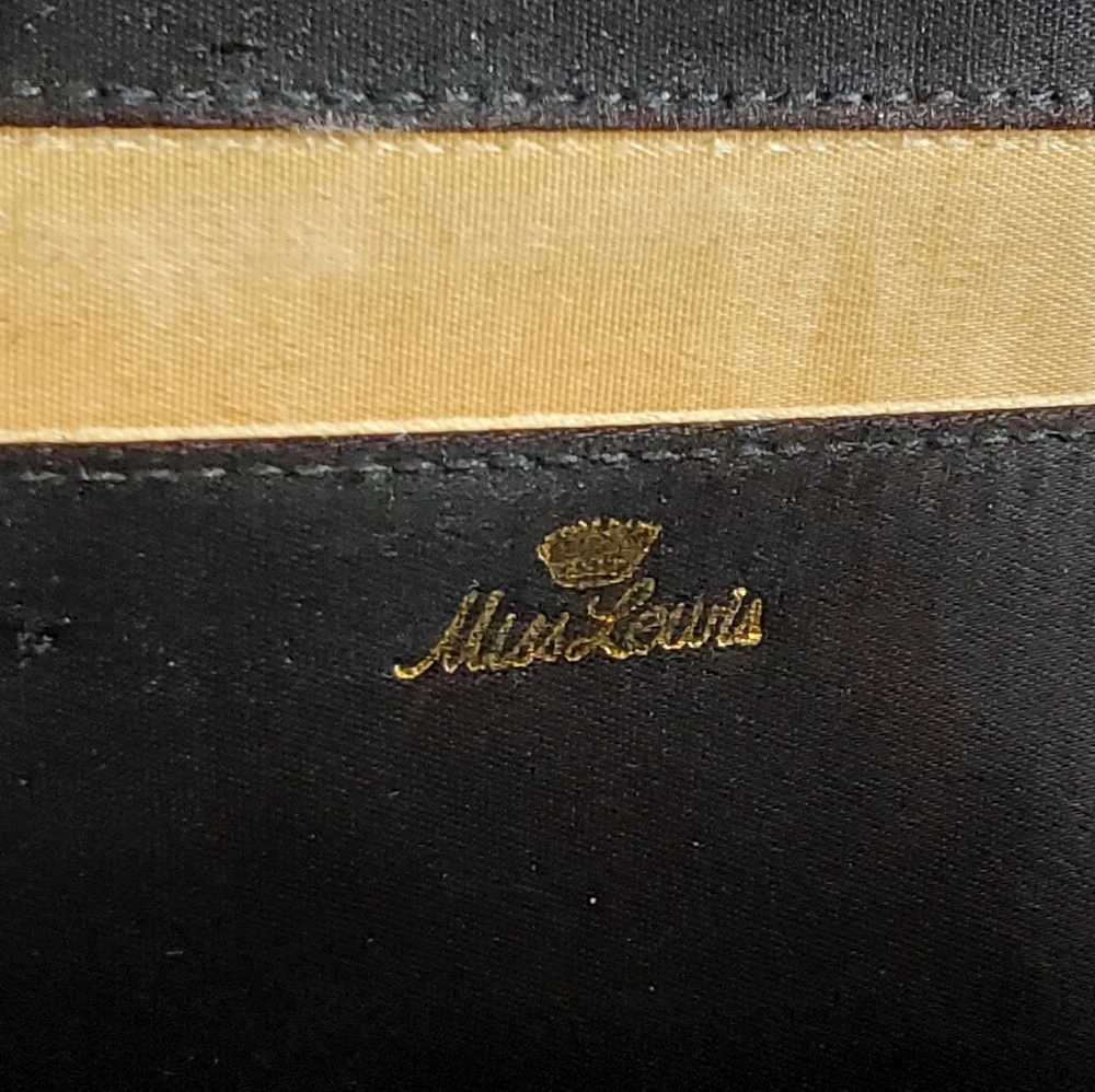 Miss Lewis Vtg Art Deco Black Satin/Textured, Diamond Embellishment Handbag EUC - Picture 10 of 16